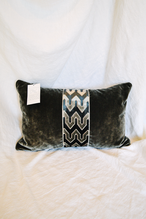 Dark Grey Embellished Throw Pillow