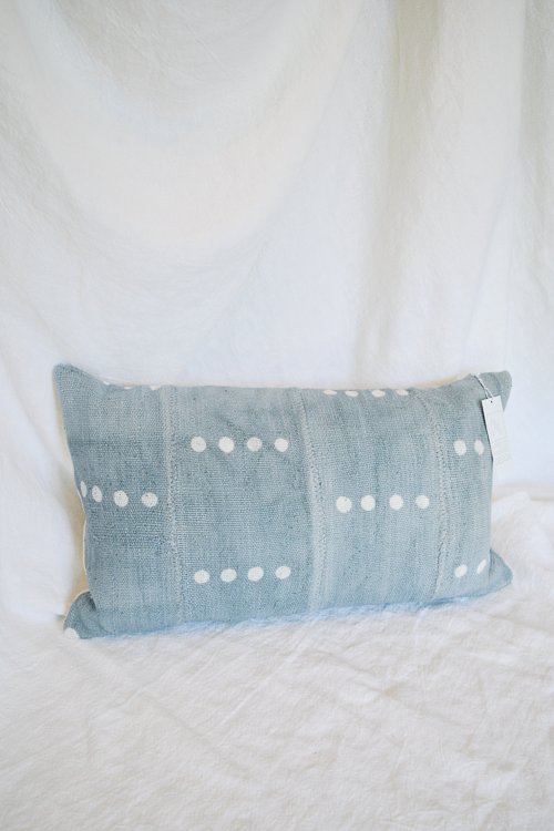 Dusty Blue Dot Long Throw Pillow